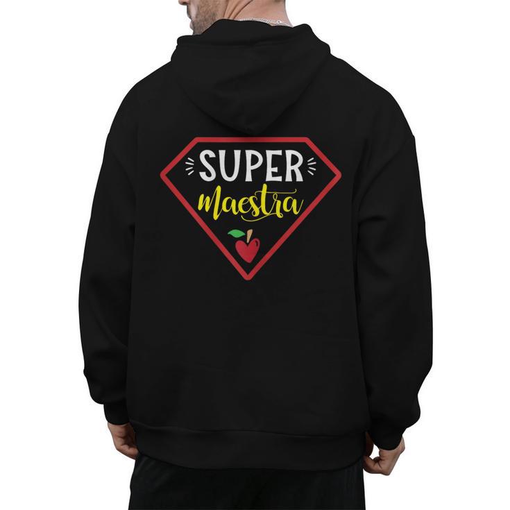 Super Heroe Maestra Espanol Spanish Super Teacher Men's Hoodie Back Print