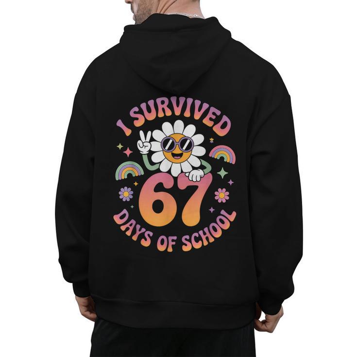 I Survived 67 Days Of School Groovy Retro Teachers Girls Men's Hoodie Back Print