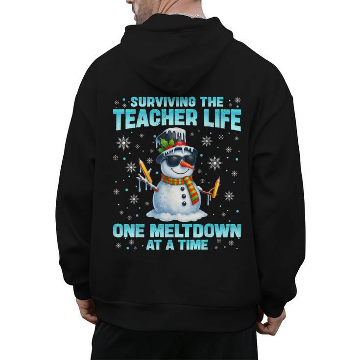 Surviving The Teacher Life Pjs Pajamas Christmas Xmas Teache Men's Hoodie Back Print