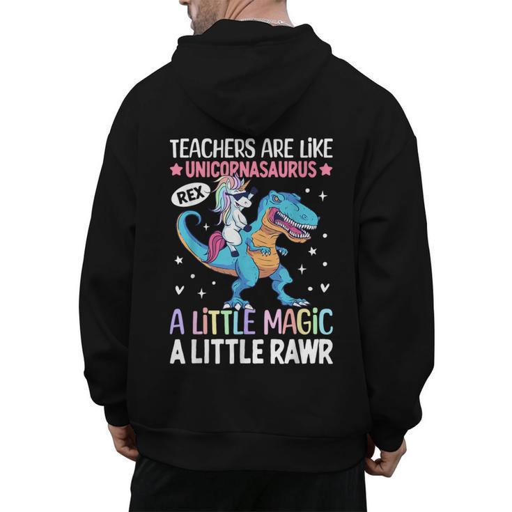T Rex Dinosaur Unicorn Teachers Are Like Unicornasaurus Rex Men's Hoodie Back Print