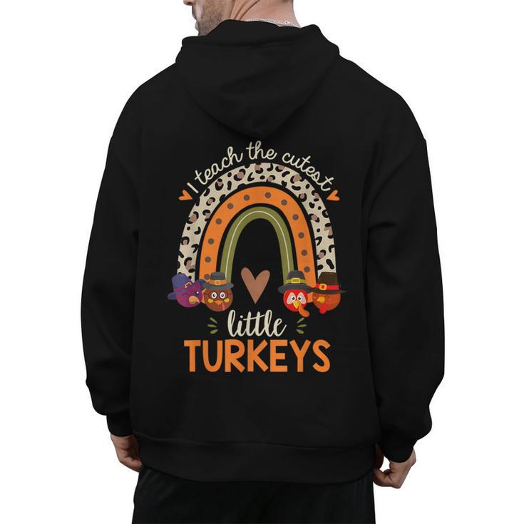 I Teach The Cutest Little Turkeys Thanksgiving Teacher Men Women Girls Kids Men's Hoodie Back Print