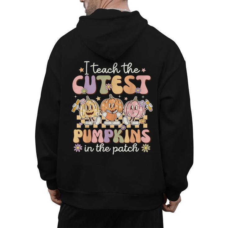 I Teach The Cutest Pumpkins In The Patch Teacher Retro Men's Hoodie Back Print