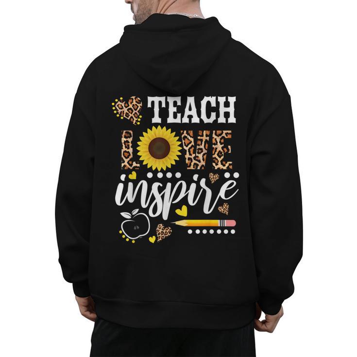 TEACH LOVE INSPIRE Teacher Sunflower Appreciation Men's Hoodie Back Print