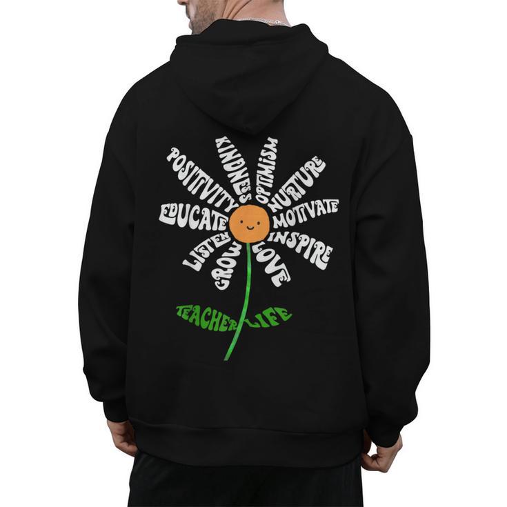 Teach Love Inspire Teachers Inspirational Flower Teachers Men's Hoodie Back Print