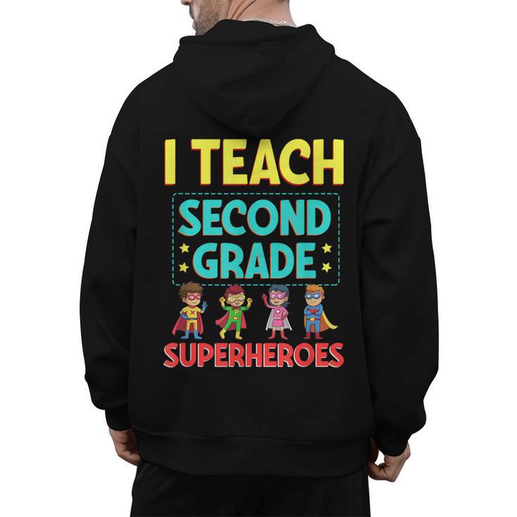 I Teach Second Grade Superheroes Teacher Superhero Men's Hoodie Back Print