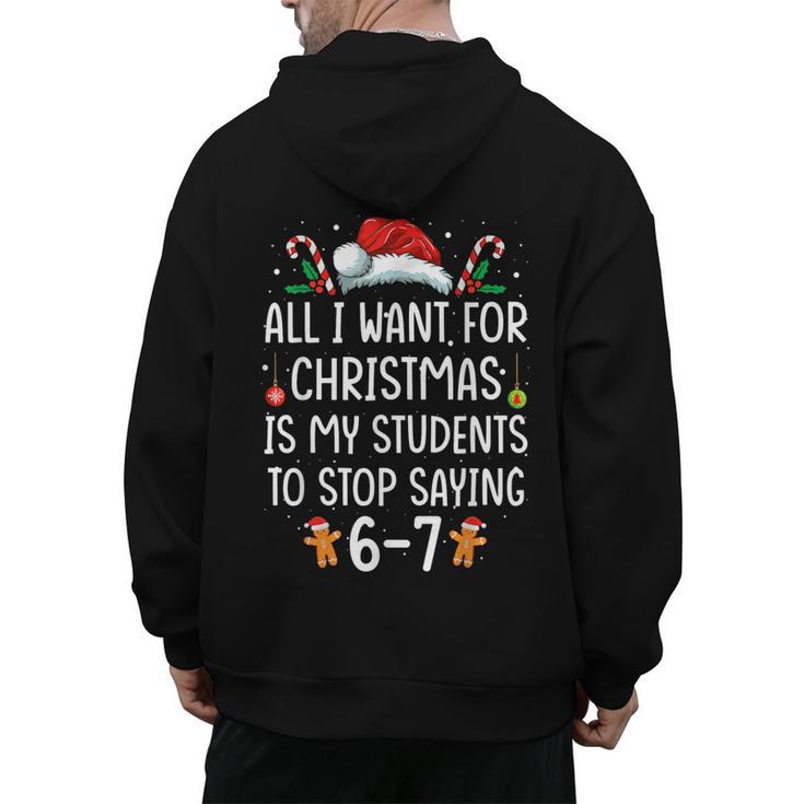 Teacher 67 Christmas Six Seven 6-7 For Men Women Humor Men's Hoodie Back Print