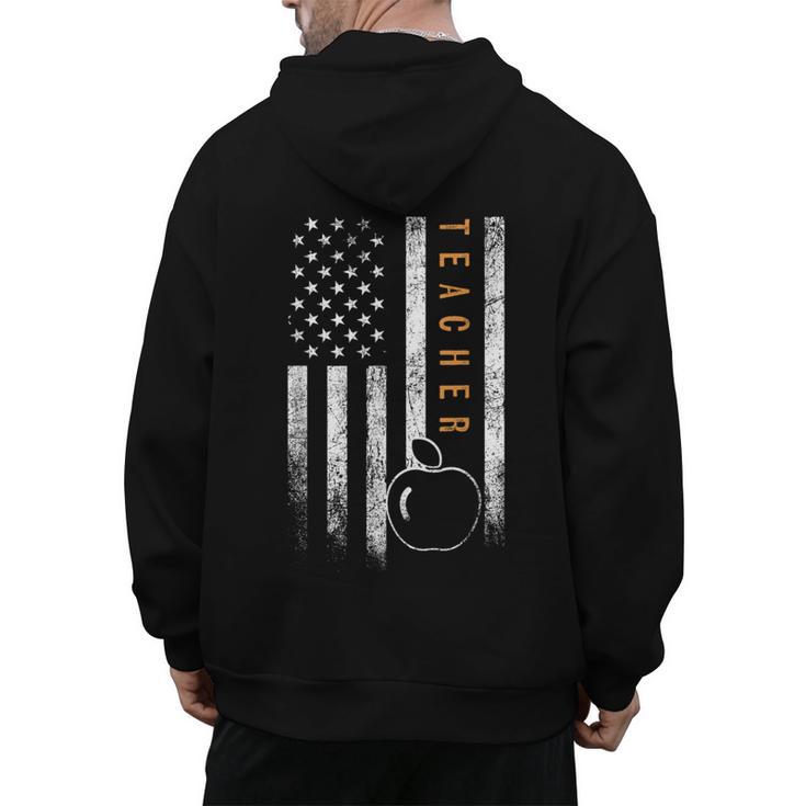 Teacher American Flag Teacher's Day Teaching Men's Hoodie Back Print