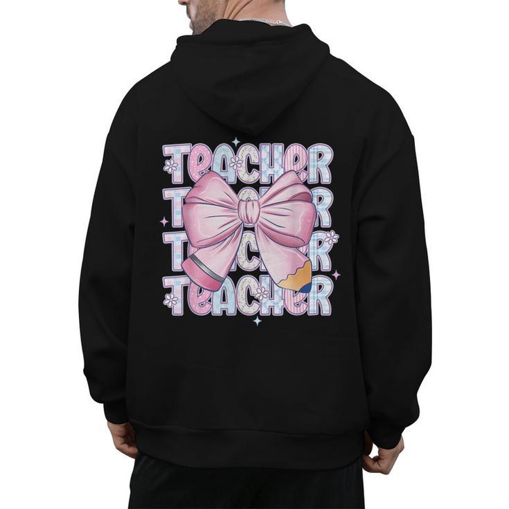 Teacher Bow Pencil Flowers Teacher Back To School Men's Hoodie Back Print