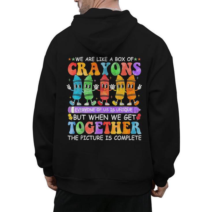 Teacher We Are Like A Box Of Crayons Back To School Men Women Kids Men's Hoodie Back Print, trending gift