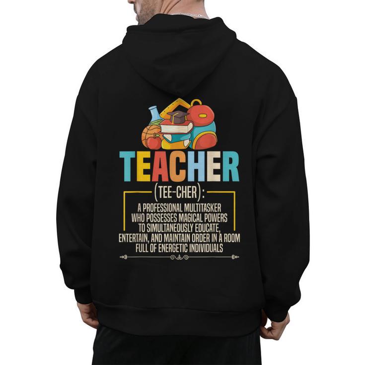Teacher Definition Teaching School Teacher Men Women Men's Hoodie Back Print