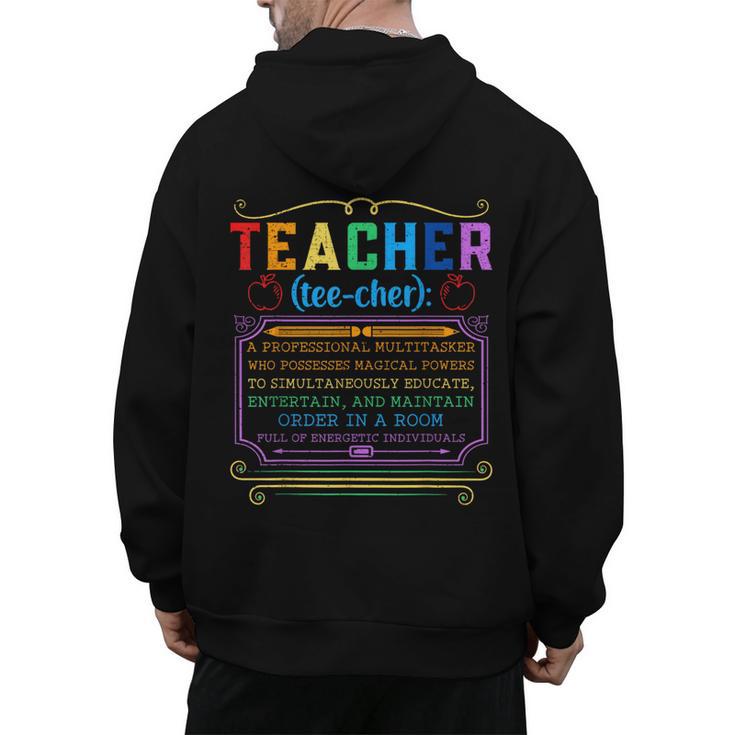 Teacher Definition Teaching School Teacher Men's Hoodie Back Print
