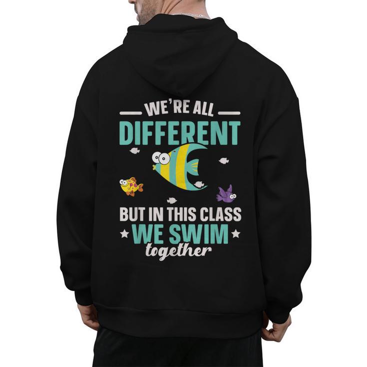 Teacher We All Different But In This Class We Swim Together Men's Hoodie Back Print