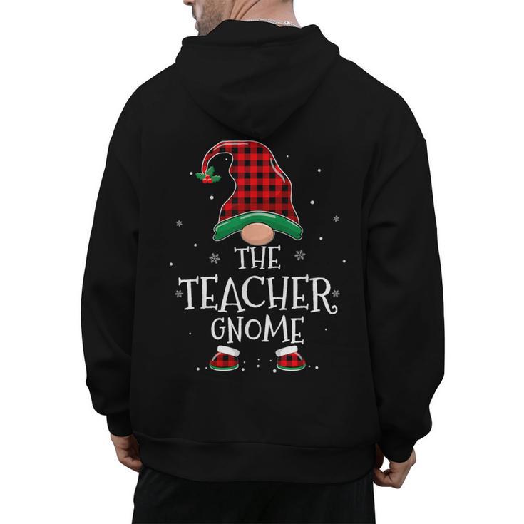 Teacher Gnome Xmas Family Matching Plaid Christmas Gnomes Men's Hoodie Back Print