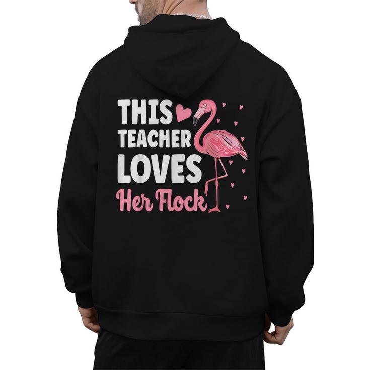 This Teacher Loves Her Flock Teaching Flamingo Girl Men's Hoodie Back Print