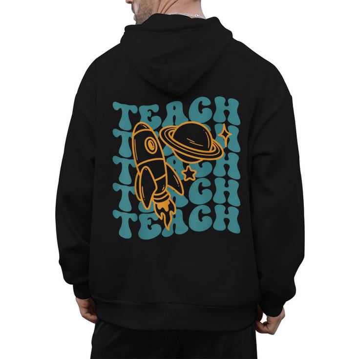 Teacher Outer Space Science Astronomy Planet Saturn Teach Men's Hoodie Back Print