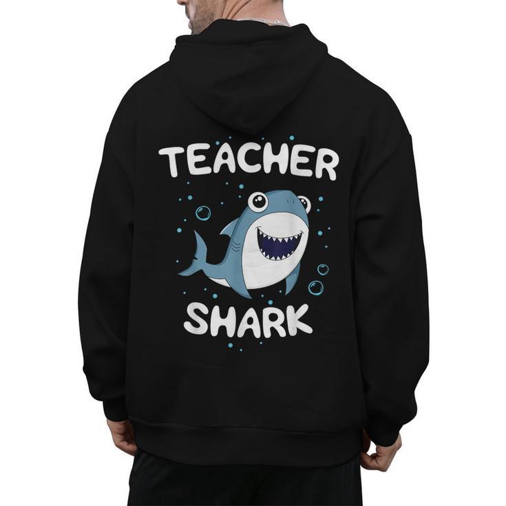 Teacher Shark Teaching Back To School Kindergarten Men's Hoodie Back Print