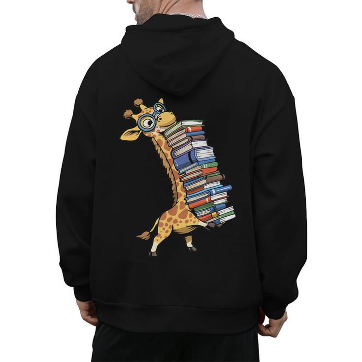 Teacher Shirt Giraffe Holding Books Bookworm Librarian Men's Hoodie Back Print