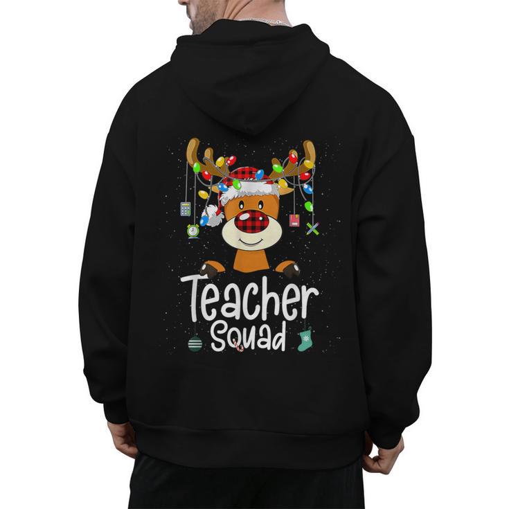 Teacher Squad Red Plaid Rudolph Reindeer Christmas Men's Hoodie Back Print