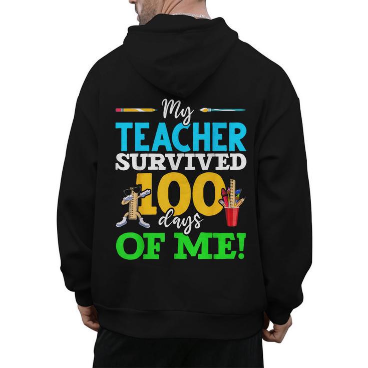 My Teacher Survived 100 Days Of Me Dab 100 Days Of School For Men Women Kids Men's Hoodie Back Print