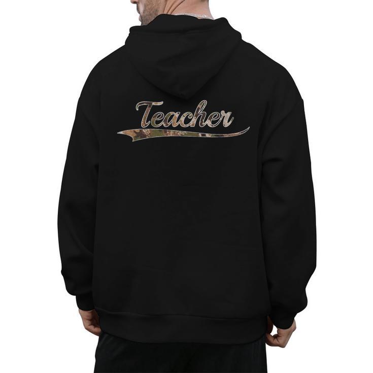 Teacher Teaching Camouflage Vintage Inspired Distressed Camo For Men Women Men's Hoodie Back Print