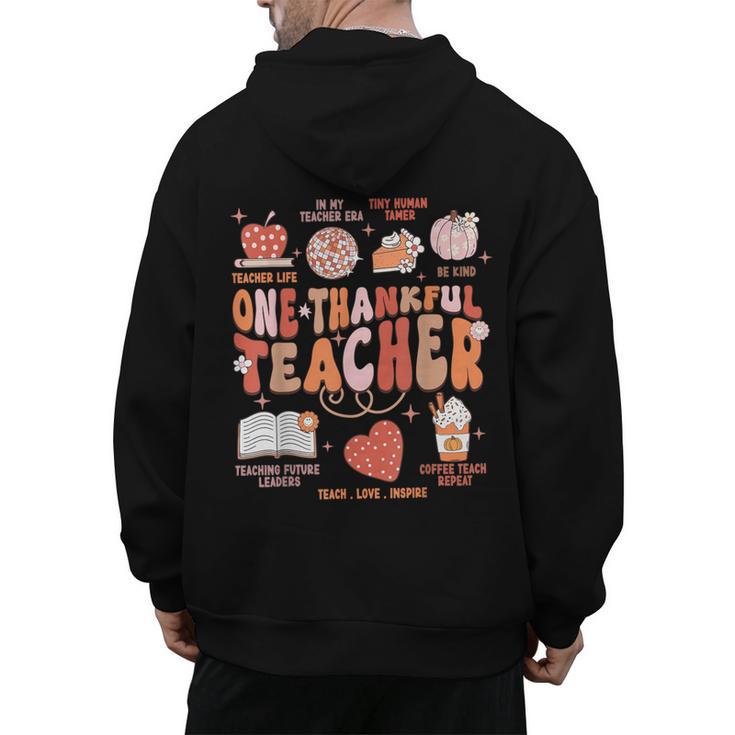Teacher Thanksgiving Shirt Women One Thankful Teacher Fall Men's Hoodie Back Print