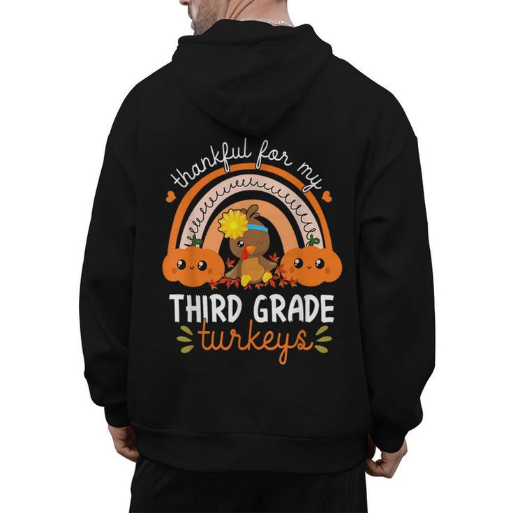 Teacher Thanksgiving Thankful For My Third Grade Turkeys Men's Hoodie Back Print