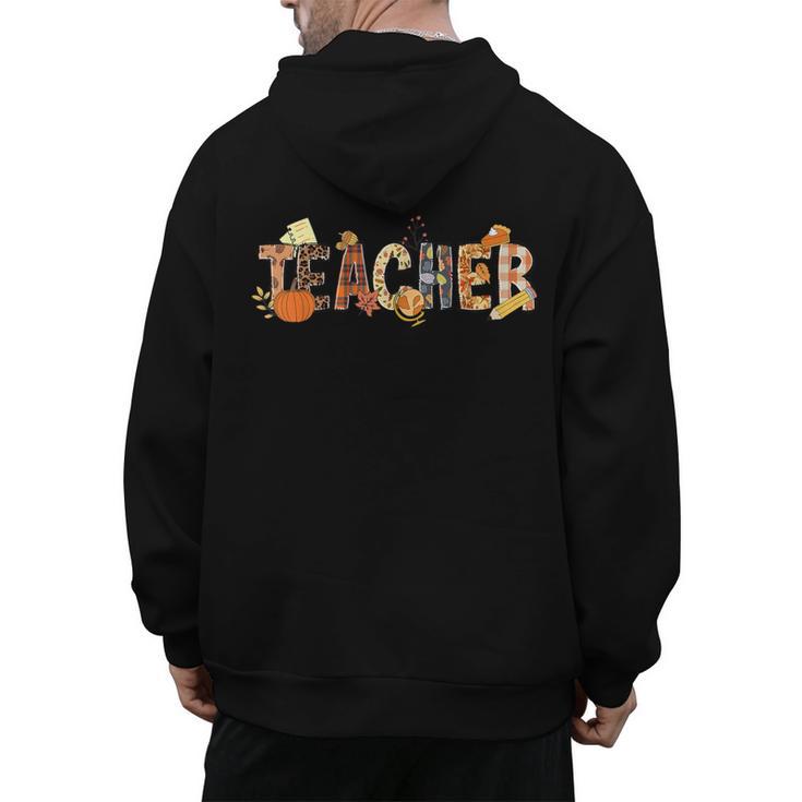 Teacher Thanksgiving Women Autumn Fall Halloween Pumpkin Tee Men's Hoodie Back Print