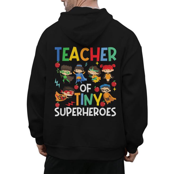 Teacher Of Tiny Superheroes Teach 100th Day Of School Men Women Girls Kids Men's Hoodie Back Print