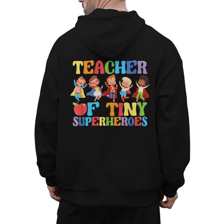 Teacher Of Tiny Superheroes Teach 100th Day Of School Men's Hoodie Back Print