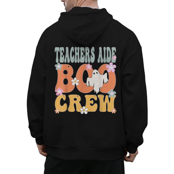 Teachers Aide Boo Crew Ghost Groovy Halloween For Women Men's Hoodie Back Print