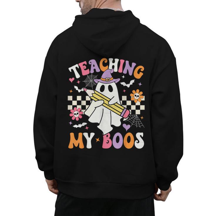 Teaching My Boos Ghost Teacher Cute Groovy Halloween Teacher Men's Hoodie Back Print