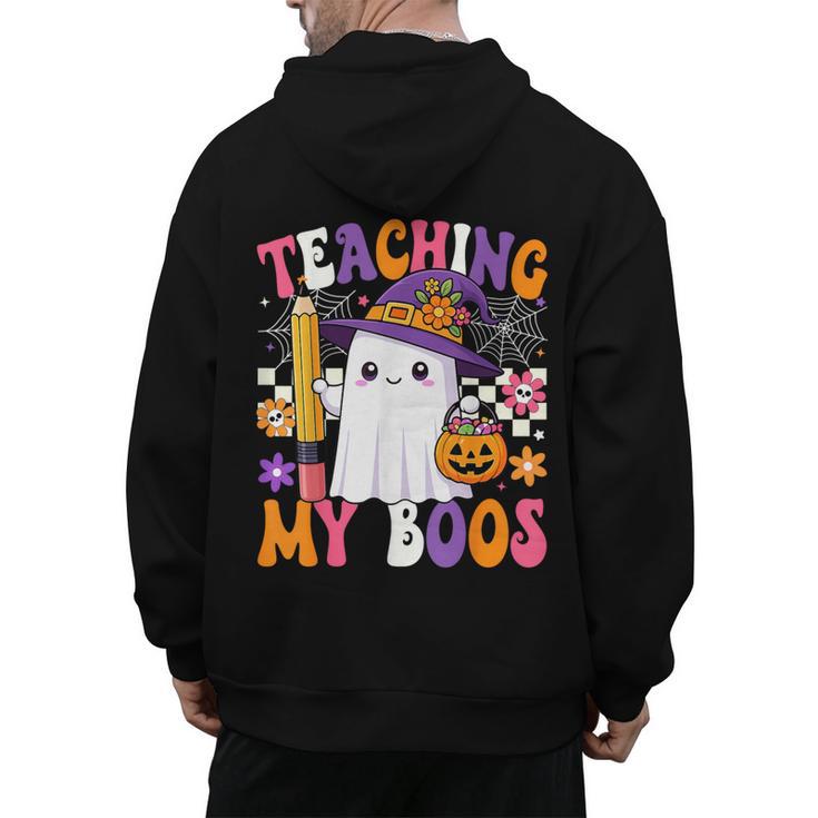 Teaching My Boos Ghost Teacher Cute Pencil Halloween Teacher Men's Hoodie Back Print