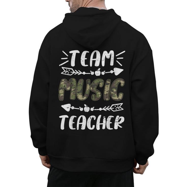 Team Music Teacher Camo Teacher Student Back To School Men's Hoodie Back Print