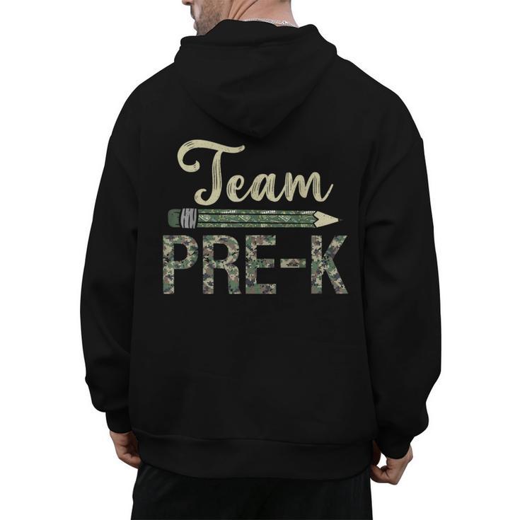 Team Pre-K Camo Pre-K Teacher Camouflage Men's Hoodie Back Print
