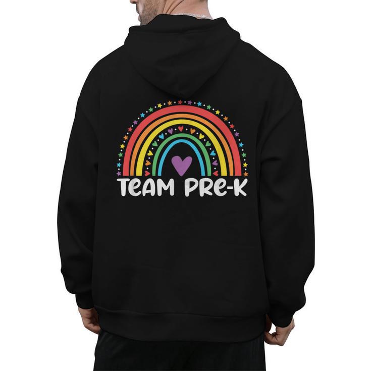 Team Pre-K Teacher Crew Squad Hello Back School Graduation Men's Hoodie Back Print