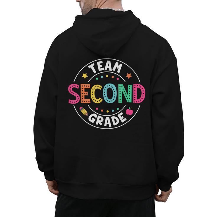 Team Second Grade Teacher Back To School 2nd Grade Squad Men's Hoodie Back Print