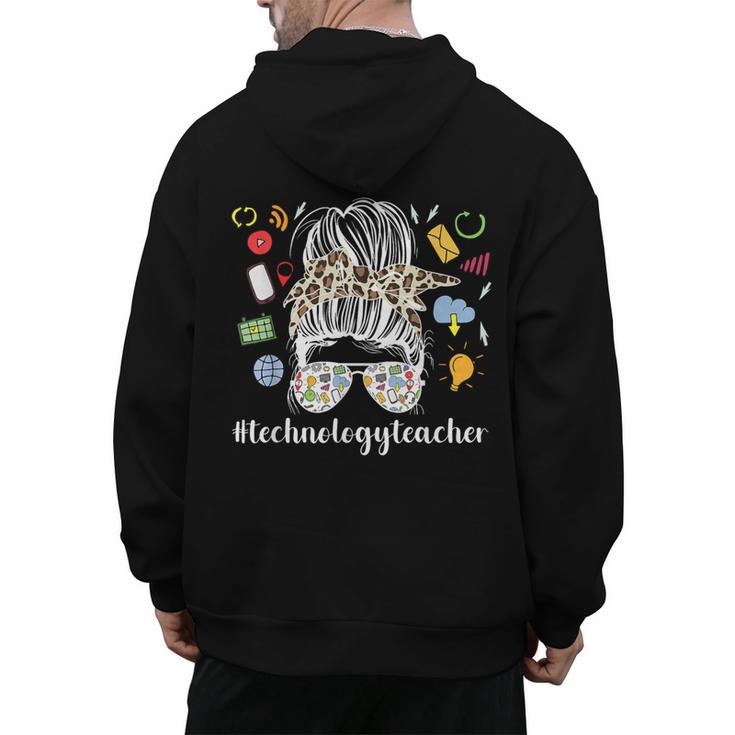 Technology Teacher Messy Bun Technology Teaching Men's Hoodie Back Print