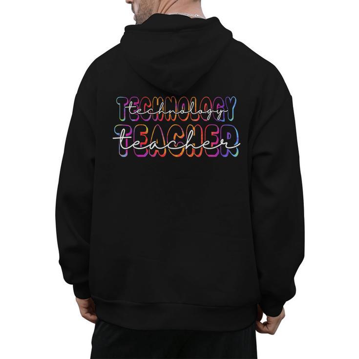 Technology Teacher Student First Day Back To School Tie Dye For Men Women Girls Kids Men's Hoodie Back Print