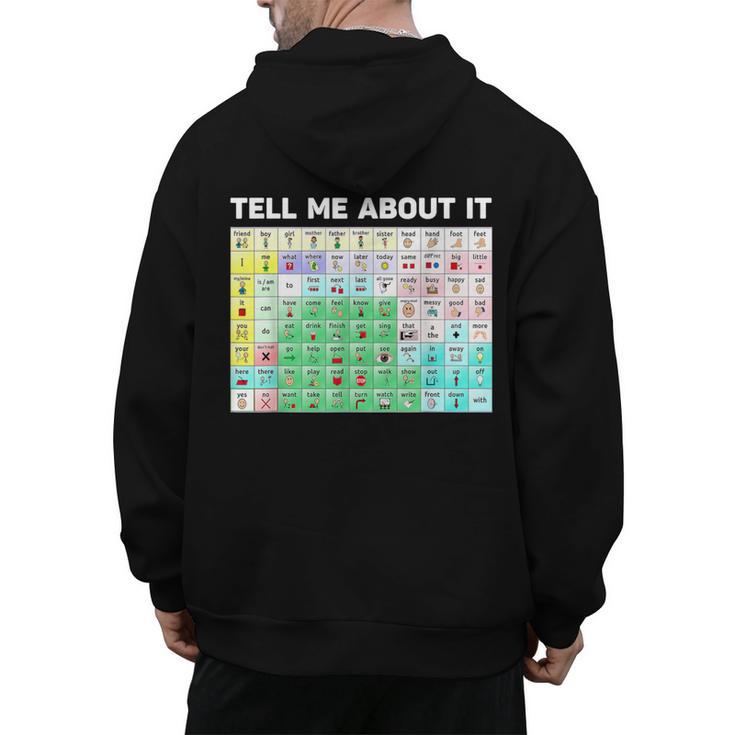 Tell Me About It Speech Language Pathology AAC Sped Teacher Men's Hoodie Back Print