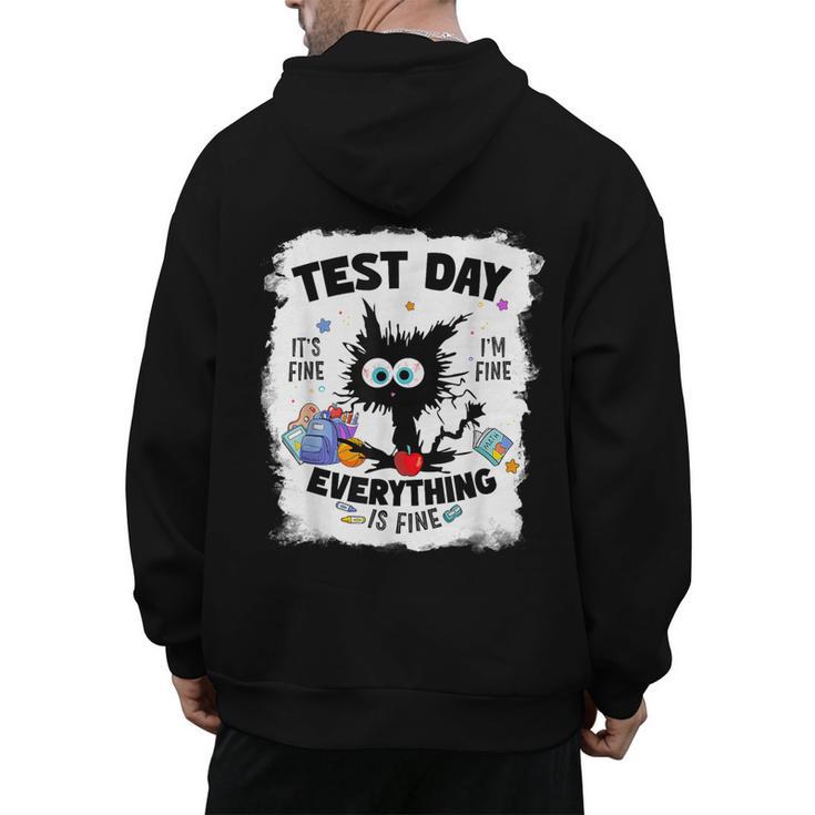 Test Day Stressed Cat Teacher Student Kids Testing Day Men's Hoodie Back Print