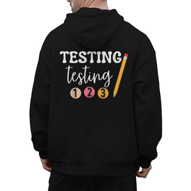Testing Testing 123 Cute Math Teacher Student Test Day Men Women Girls Kids Men's Hoodie Back Print