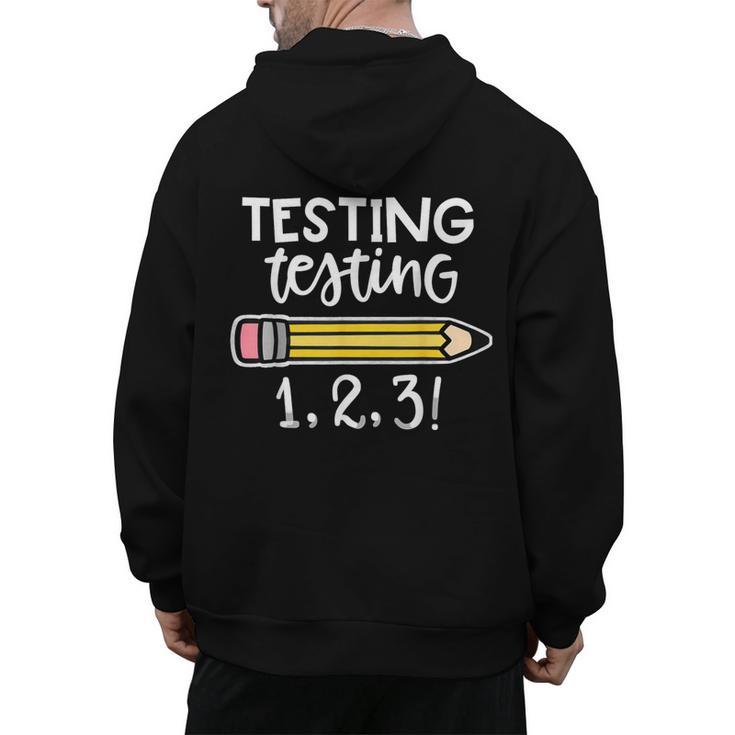 Testing Testing 123 Cute Test Day School Teacher Exam For Men Women Girls Kids Men's Hoodie Back Print