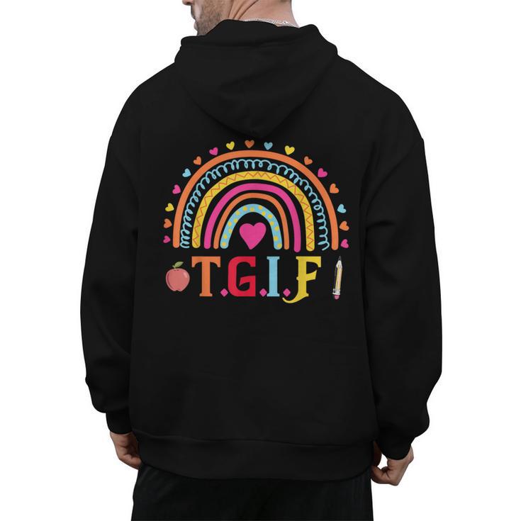 TGIF Teacher Appreciation Alphabet Thank God It's Friday For Men Women Girls Kids Men's Hoodie Back Print