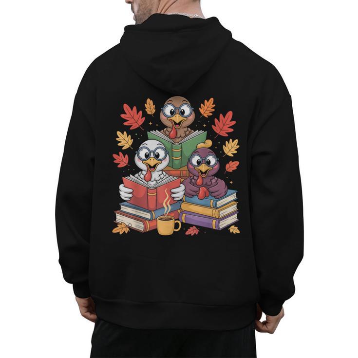 Thanksgiving Teacher Books Turkey Reading Book Men's Hoodie Back Print