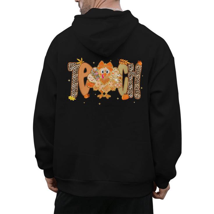 Thanksgiving Turkey Teach Thankful Teacher Girly Bow Women Men's Hoodie Back Print