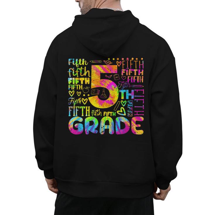 Tie Dye 5th Grade Typography Team Fifth Grade Teacher For Men Women Girls Kids Men's Hoodie Back Print