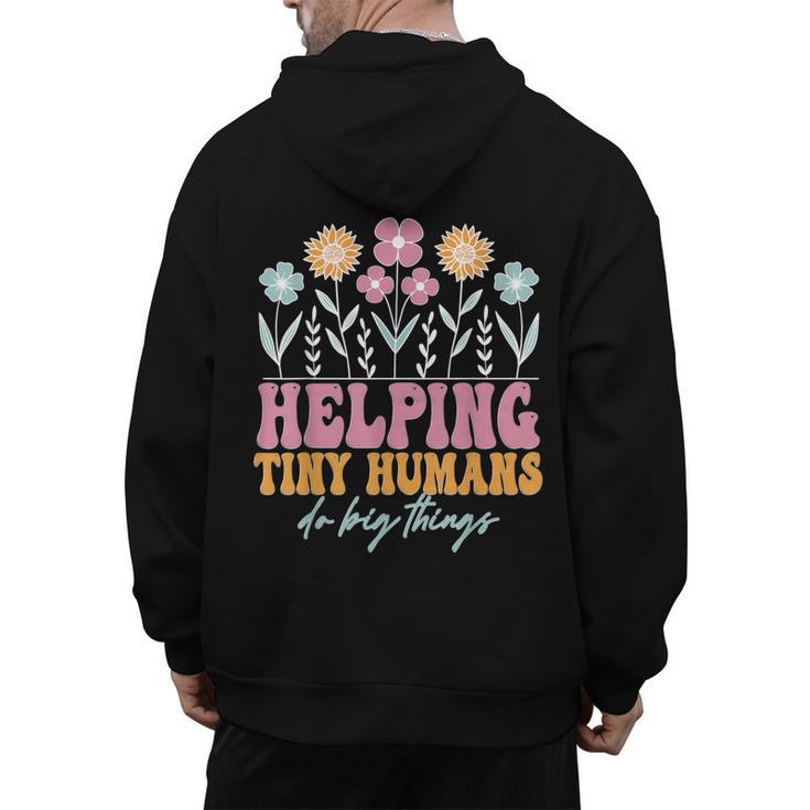 Tiny People Help Do Big Things Nursery Teacher Men's Hoodie Back Print