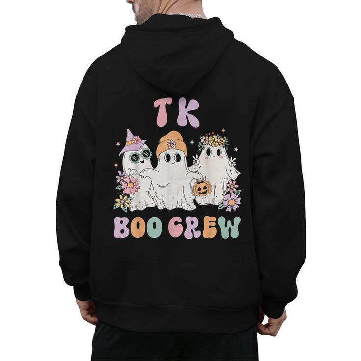 TK Boo Crew Retro Groovy Halloween Floral Ghost TK Teacher Men's Hoodie Back Print