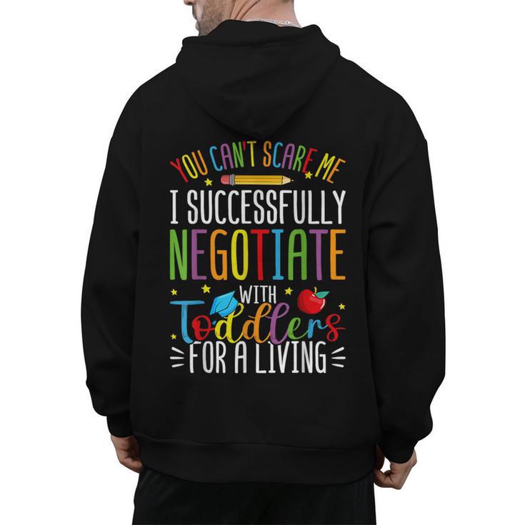 Toddler Negotiator Preschool Teacher Humor Babysitters Men's Hoodie Back Print
