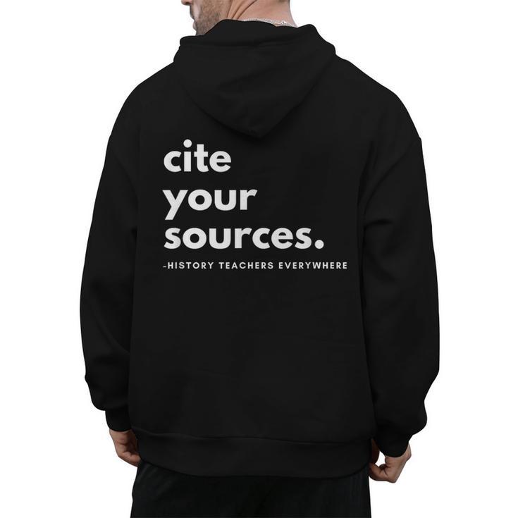 History Teacher Cite Your Sources Men's Hoodie Back Print